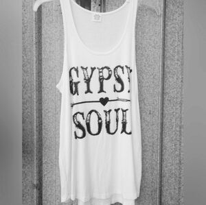 Pink Foot White Graphic Tank Top Medium Gypsy Soul Never Worn White Black